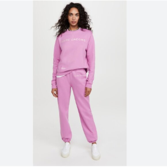Marc Jacobs The Sweatpants Pink Joggers Terry Spellout Cyclamen - Picture 2 of 12